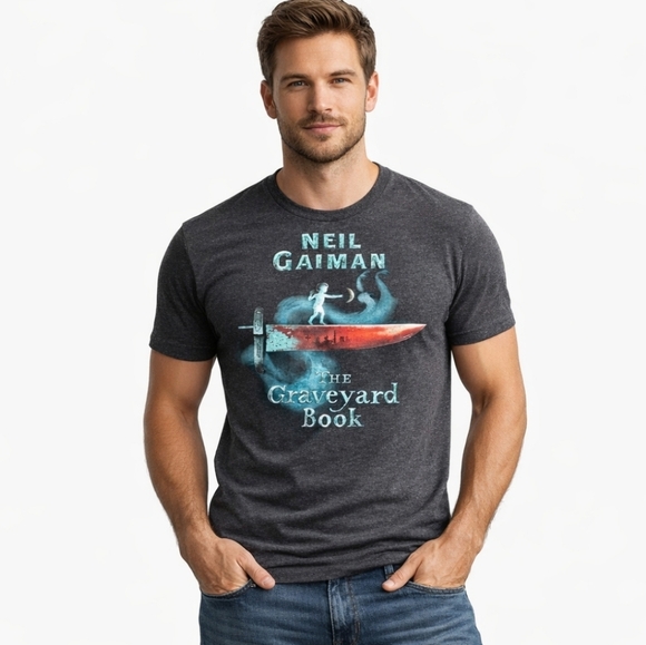 Unknown Other - Neil Gaiman The Graveyard Book Graphic T-Shirt Mens Large Gray Out of Print Tee